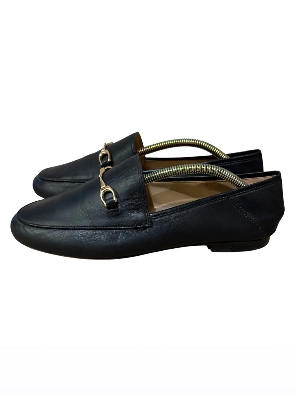 Coach Haley Horsebit Loafers Black Leather Gold Bit Flats Womens 8 Flawed